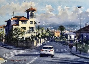 Getxo, Algorta, acuarela, watercolor