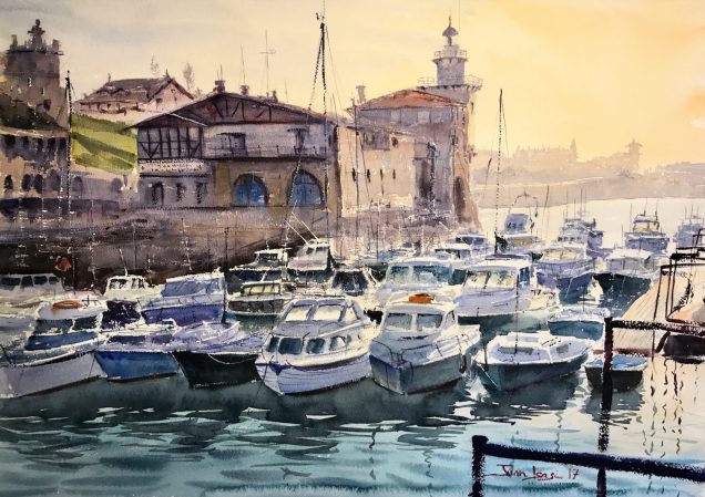 Getxo, Algorta, acuarela, watercolor